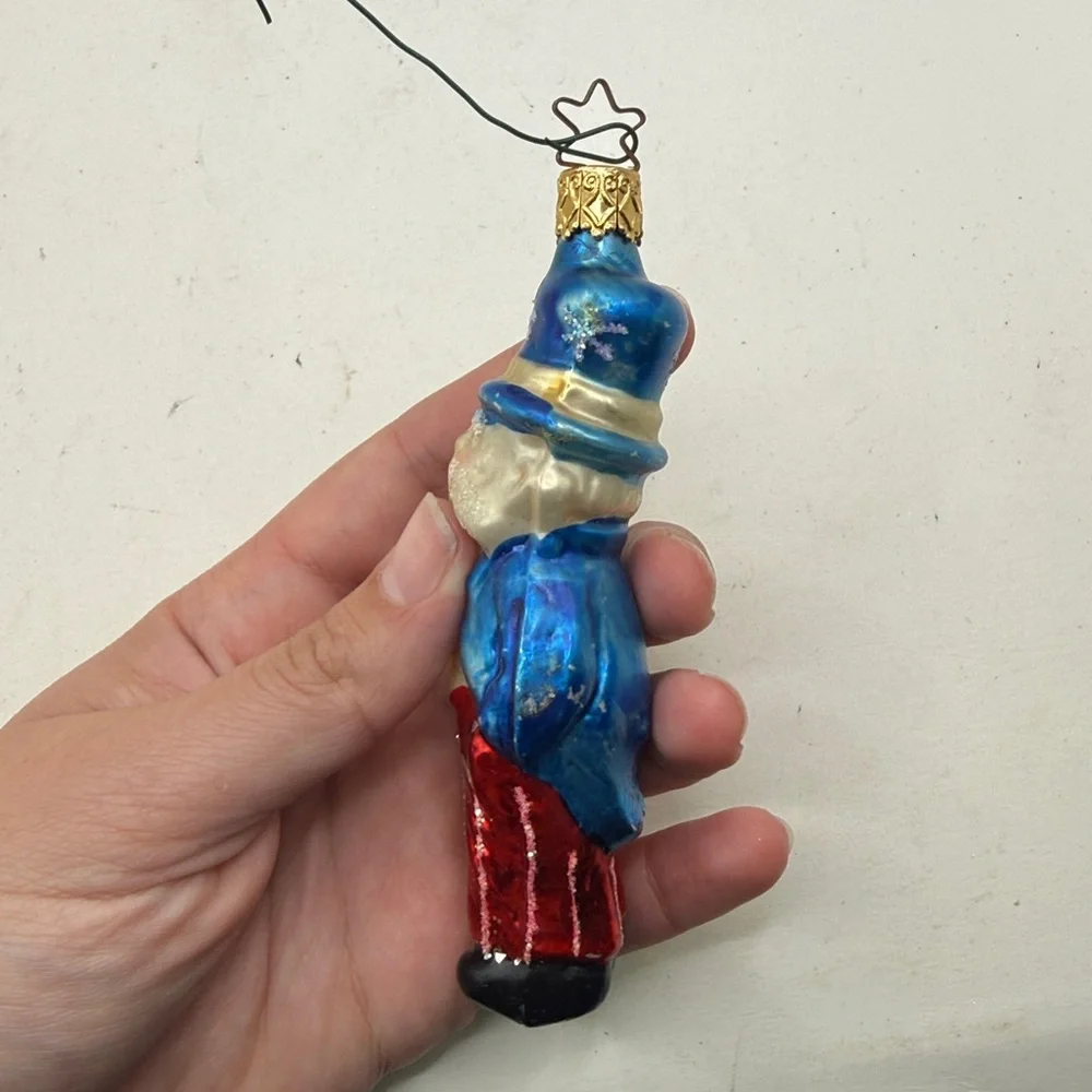 Vtg Inge Glas Germany Glass Ornament Uncle Sam Patriotic Christmas Collectible